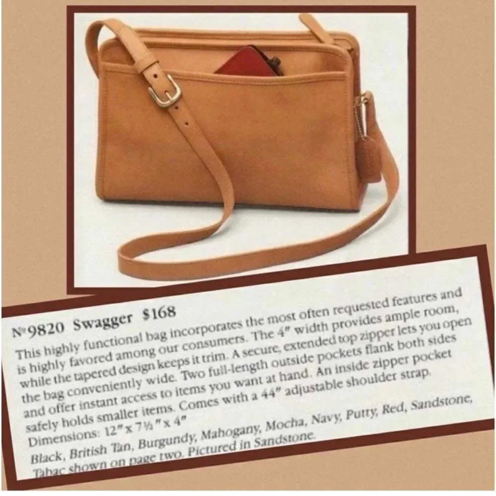 Coach Black Vintage Swagger 9820 Crossbody Bag With Hang Tag